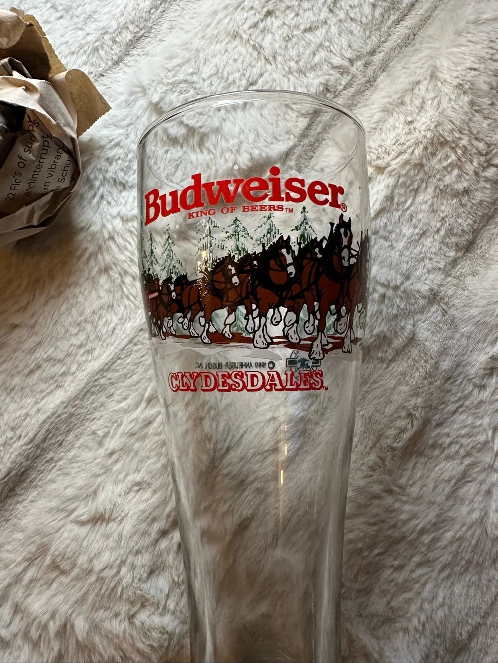 Budweiser Clydesdales Tall Pilsner Glass